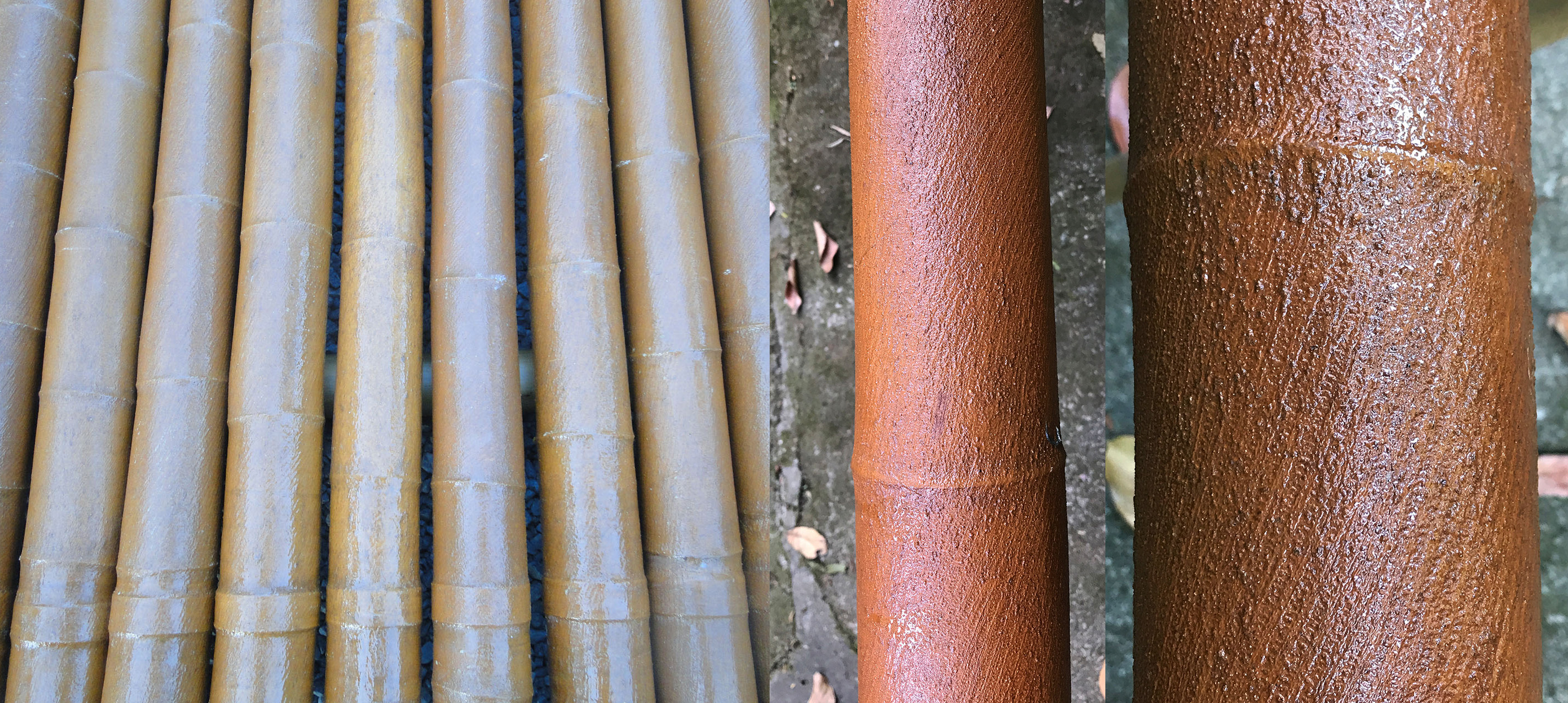 Encapsulation-of-bamboo-poles-2nd-coat-cotton_earth_pva-glue_castor-oil-polymer.jpg